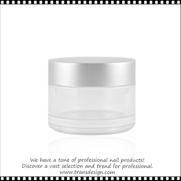 JAR-Clear Glass With Silver Liner Cap 2oz. (60ml)