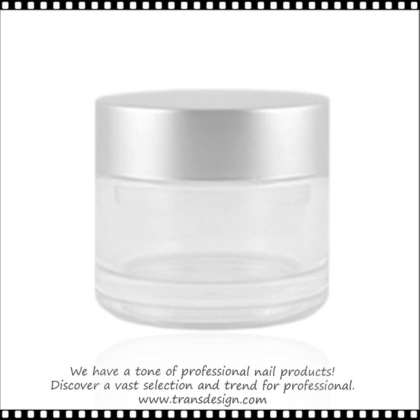 JAR-Clear Glass Silver Liner Cap 3.3oz. (98ml)