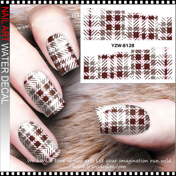 WATER DECAL "SQUARE & ZIG ZAGS" Fabric Pattern 2" * 2.5"