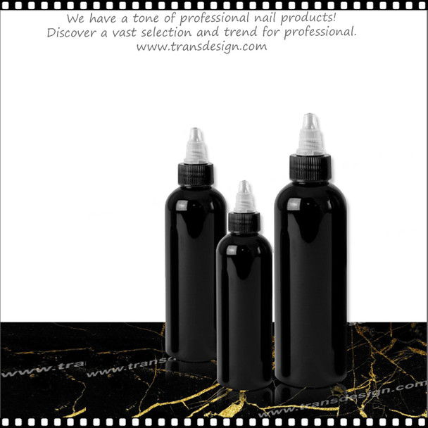 BOTTLE Black Round with Twist Top Cap 4oz.