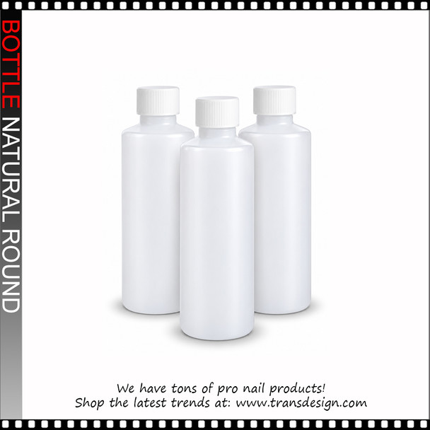 BOTTLE HDPE Natural Round with Cap 4oz.