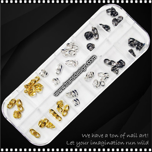 NAIL CHARM CHAIN Gold, Silver, Black Assorted 36/Pack XF-C89