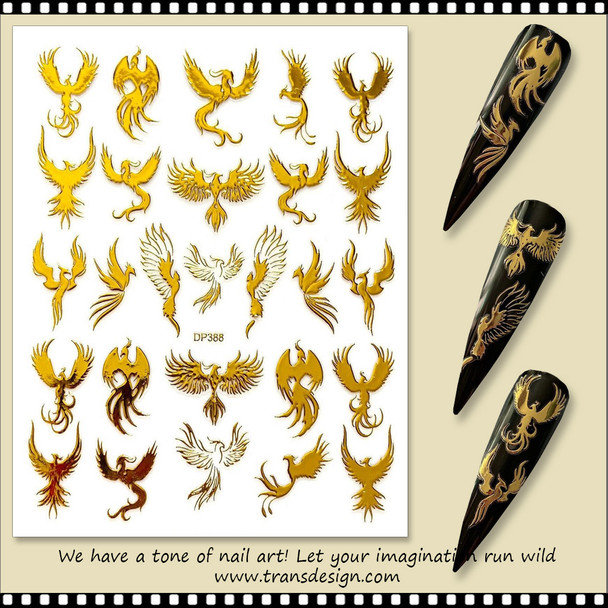 NAIL STICKER Animal, Gold Phoenix #DP388