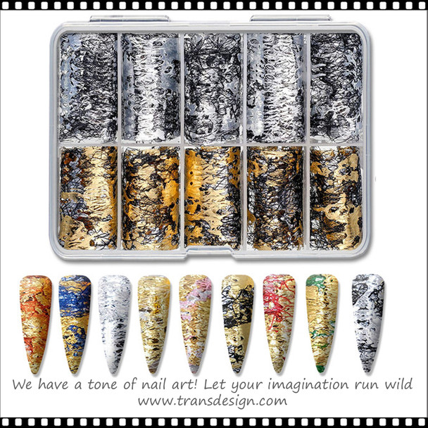 INSTANT FOIL MESH Nail Art, 10 Rolls/Case #XKZ-19-06