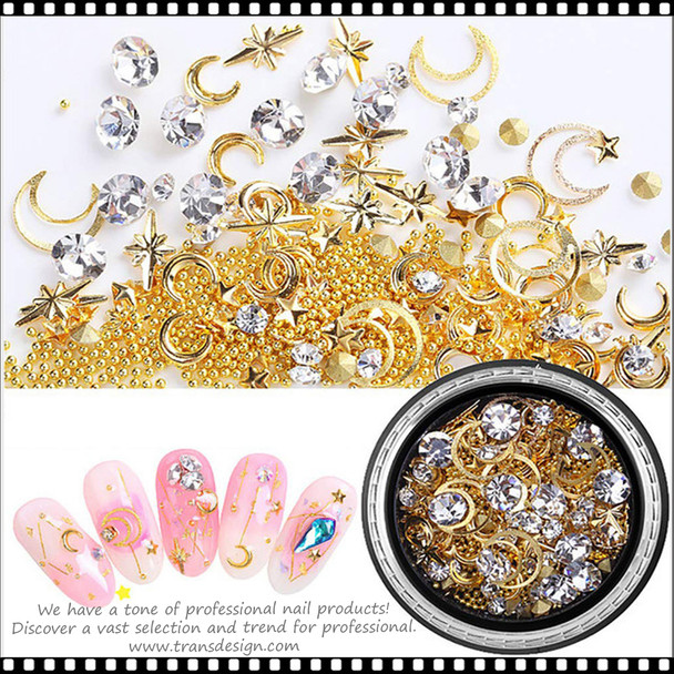 NAIL CHARM RHINESTONE Gold with Crystal Clear