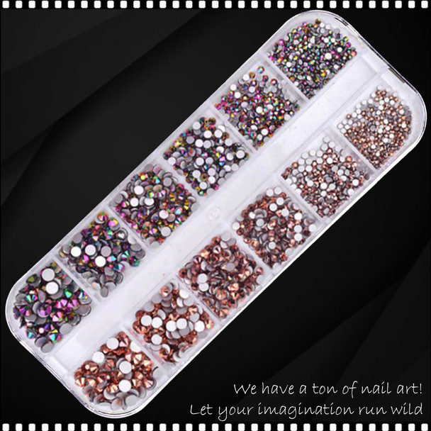 RHINESTONE CRYSTAL Rose Gold/Rainbow 1440/12 Compartment