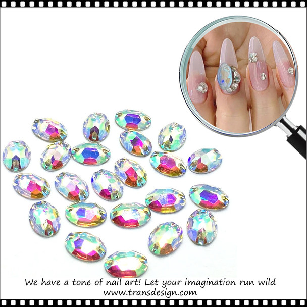 LARGE RHINESTONE Crystal AB, Oval, 20/Pack