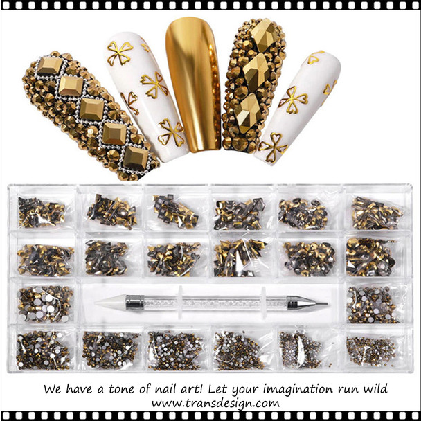 RHINESTONE PRO. Crystal Metallic Gold 3100 Assorted/Case