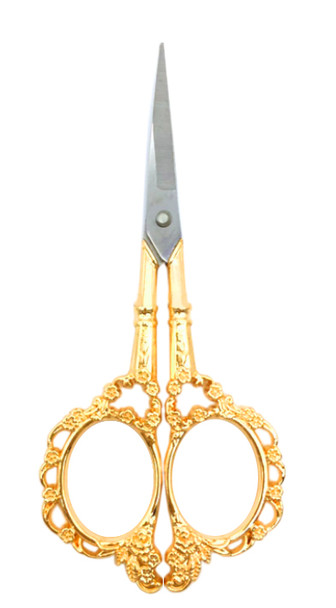 SCISSORS Vintage European, Gold Flower 4.75"