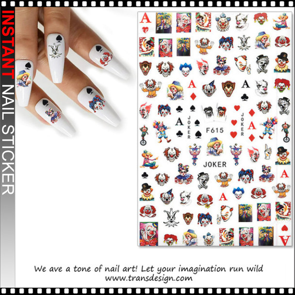 NAIL STICKER Face, Joker Clown #F-615
