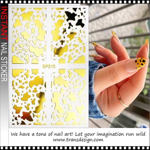 NAIL STICKER Abstraction, Gold Cow Print #SP215