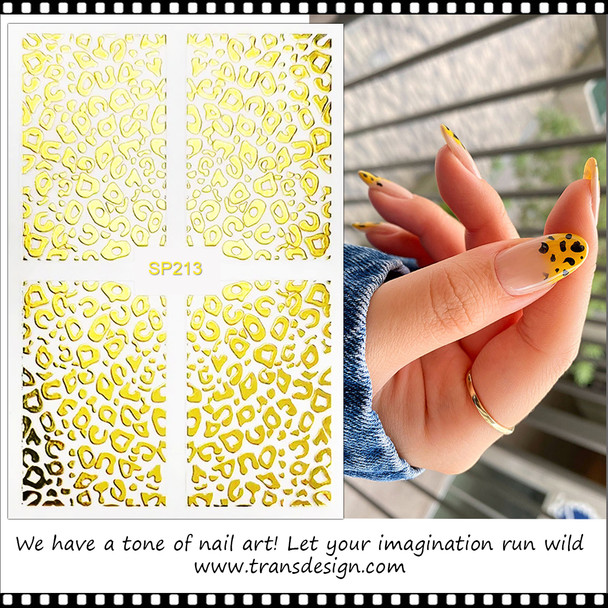 NAIL STICKER Animal, Gold Leopard Print #SP213