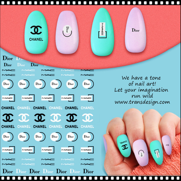 NAIL STICKER Brands Name, CHANEL, DIOR, MAC #Z-D4615