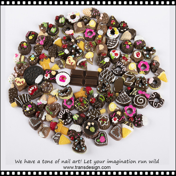 NAIL CHARM RESIN Chocolate Cake & Ice Cream 30/Pk #XF-0312-05