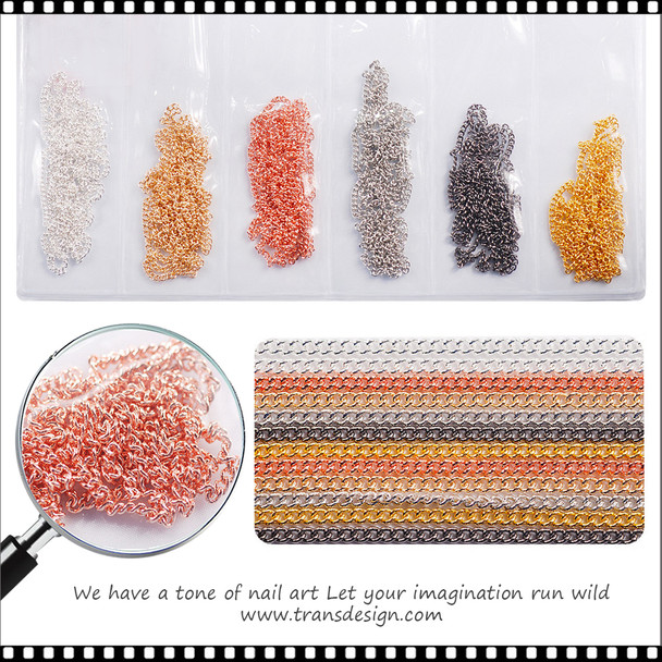 NAIL CHARM CHAIN Assorted Color 6/Pack #XF-005