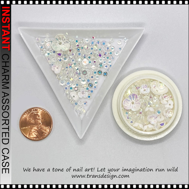 NAIL CHARM Assorted Aurora Flower, Butterfly, Crystal AB Jar