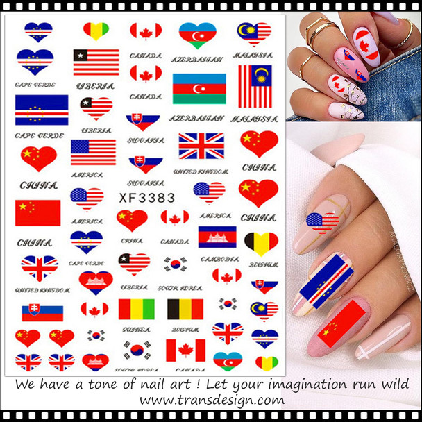 NAIL STICKER Flags, International #XF-3383