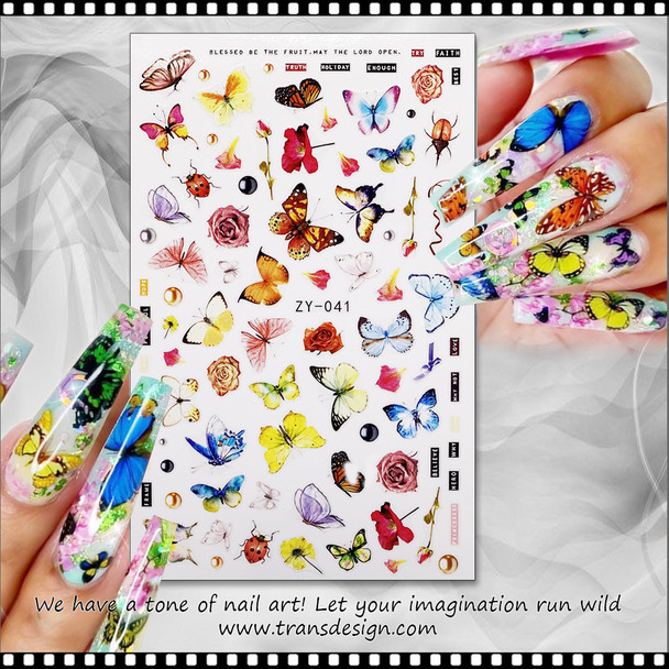 NAIL STICKER Animal, Assorted Butterfly #ZY-041