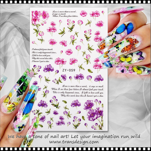 NAIL STICKER Spring, Assorted Flower #ZY-059