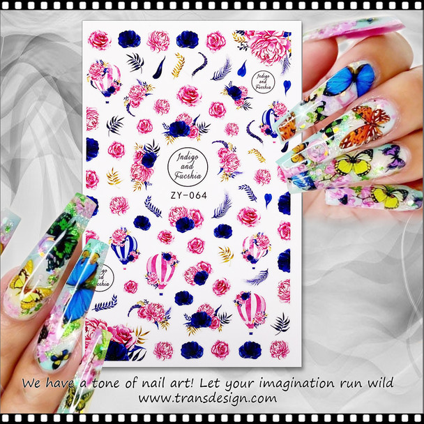 NAIL STICKER Spring, Roses & Hot-air Balloon #ZY-064