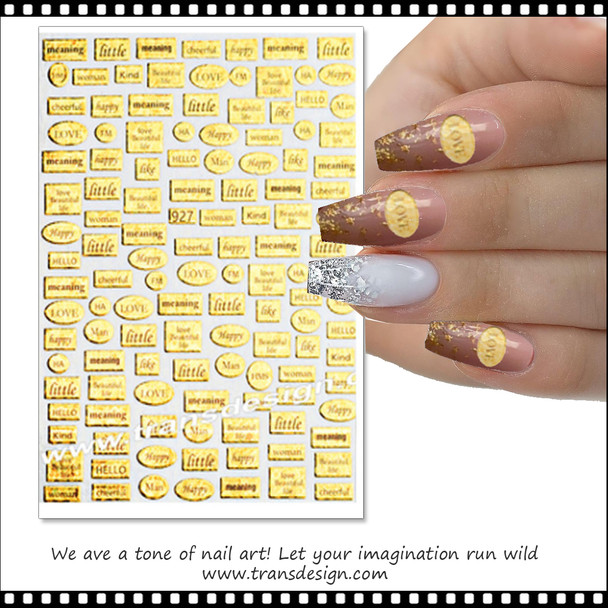 NAIL STICKER Word, Golden Pattern #TSZS-927