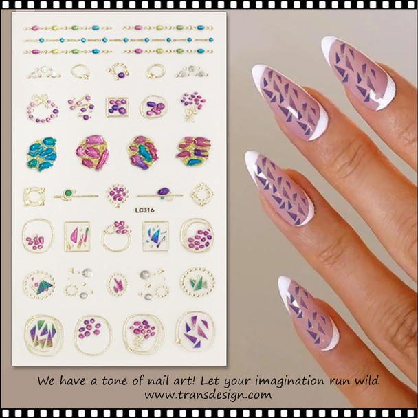 NAIL STICKER Abstraction, 3-D Assorted Design #LC316