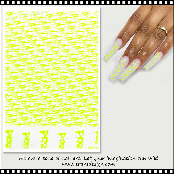 NAIL STICKER Brands Name, Neon Lime DIOR #MG10709-33