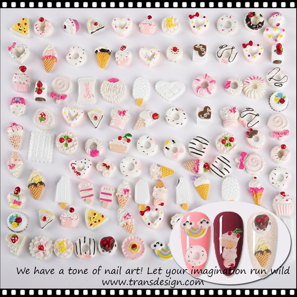 NAIL CHARM RESIN Assorted Candy White 30/Pack XF-0312-08