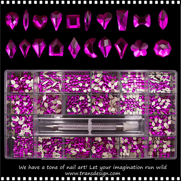 RHINESTONE PRO. Crystal Fuchsia 1000 Assorted/Case