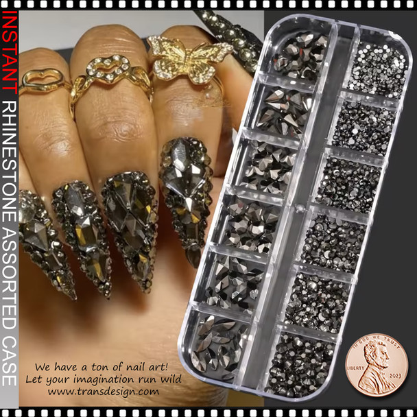 RHINESTONE CRYSTAL Black, Assorted Shape Over 600/Case #10