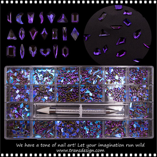 RHINESTONE PRO. Crystal Iridescent Blur/Purple 1000 Assorted/Case 