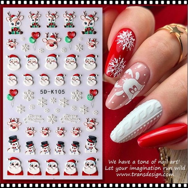 NAIL STICKER 3D Winter, Christmas #5D-K105