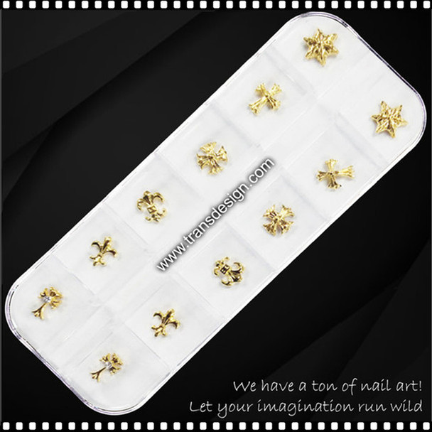 NAIL CHARM ALLOY Chrome Hearts Gold Cross /Case