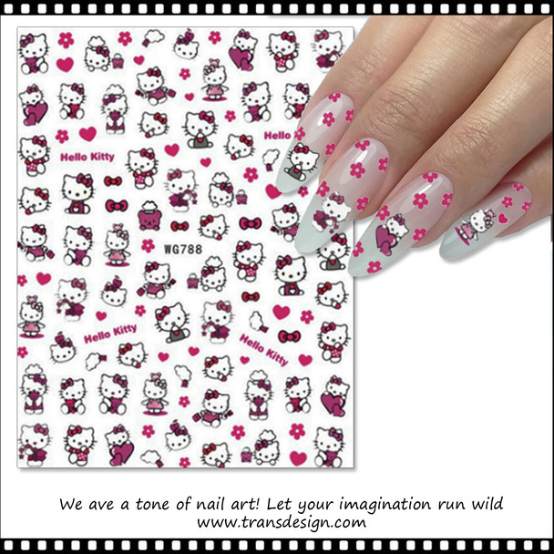 NAIL STICKER Cartoon, Hello Kitty & Heart #WG788