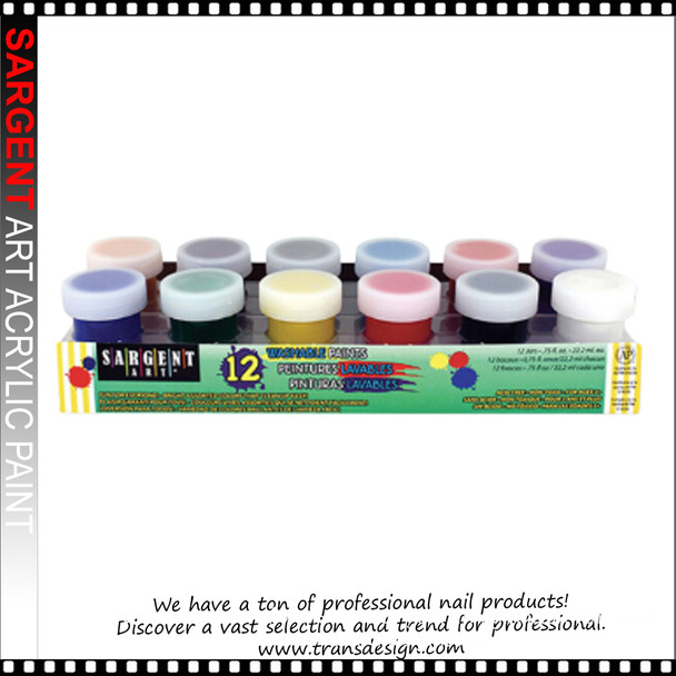 SARGENT ART Acrylic Washable Paint 12 Color Set #66-5421
