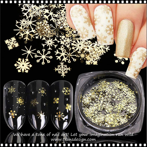 NAIL CHARM Assorted Gold Snowflake Jar