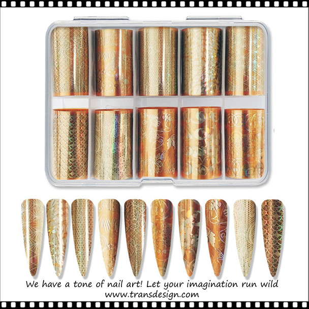 INSTANT FOIL Gold  Hologram  Design, 10 Rolls/ Case