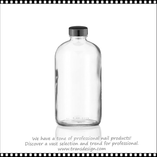 BOTTLE GLASS Clear Boston 8oz.