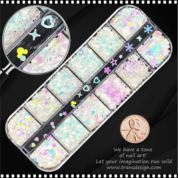 INSTANT GLITTER Assorted White Hologram Design Case