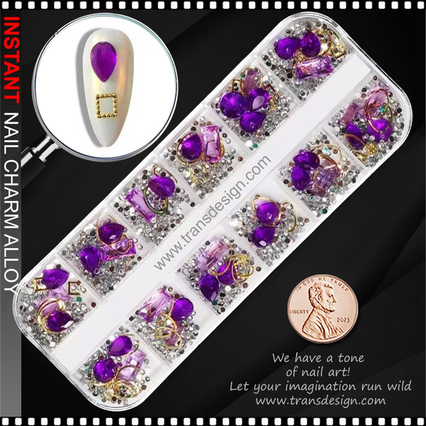 NAIL CHARM RHINESTONE Assorted Purple & Clear #ZSP-05