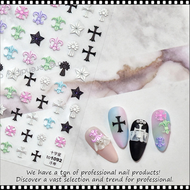 NAIL STICKER  3D Religions, Color Cross #to1092