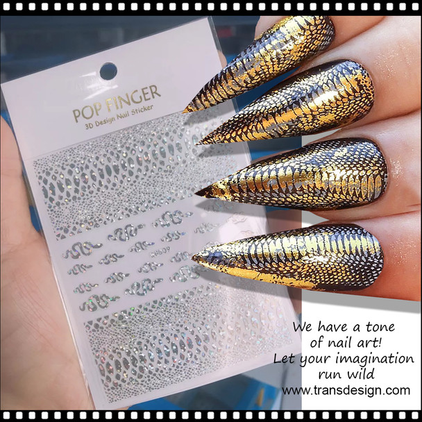 NAIL STICKER Animal, Hologram Snake & Snake Skin #WG809