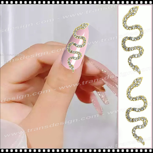 NAIL CHARM RHINESTONE Snake Gold/Crystal Clear 2/Pack