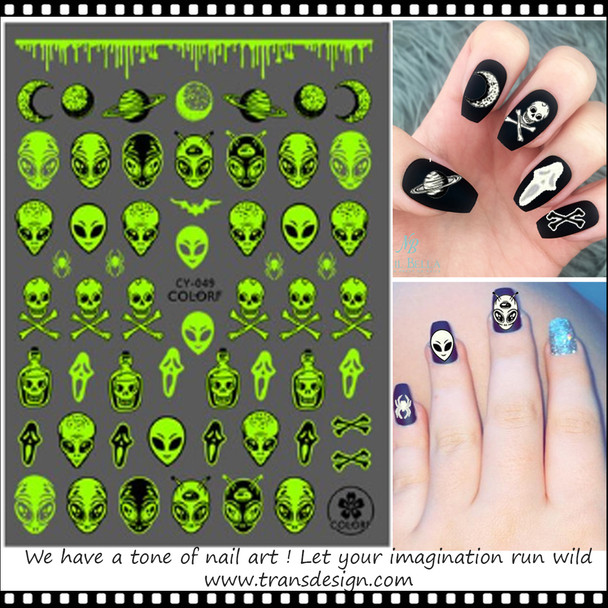 NAIL STICKER Luminous, Skull #CY-049