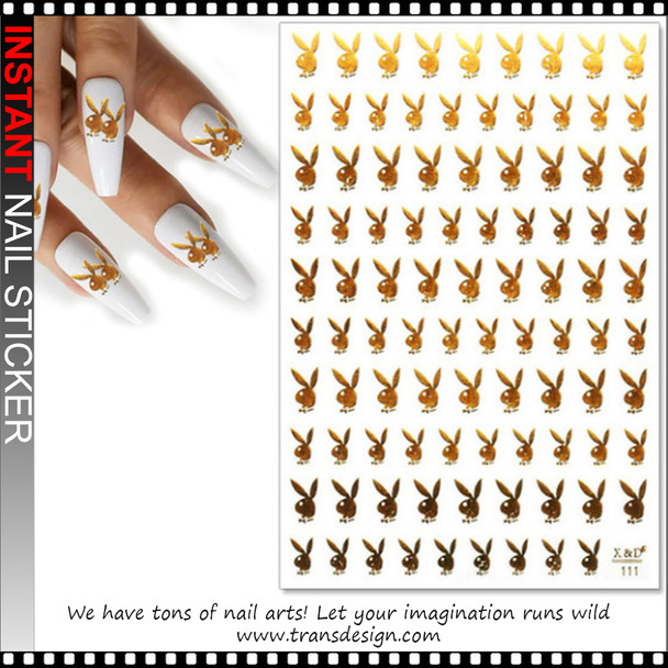 NAIL STICKER Brands Name, PLAYBOY Gold #X&D111