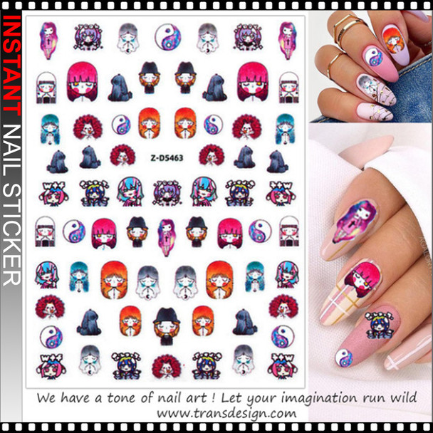 NAIL STICKER Cartoon, Kawaii Emo Girl #Z-D5463