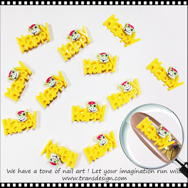 NAIL CHARM RESIN Happy Yellow Cow 10/Bag