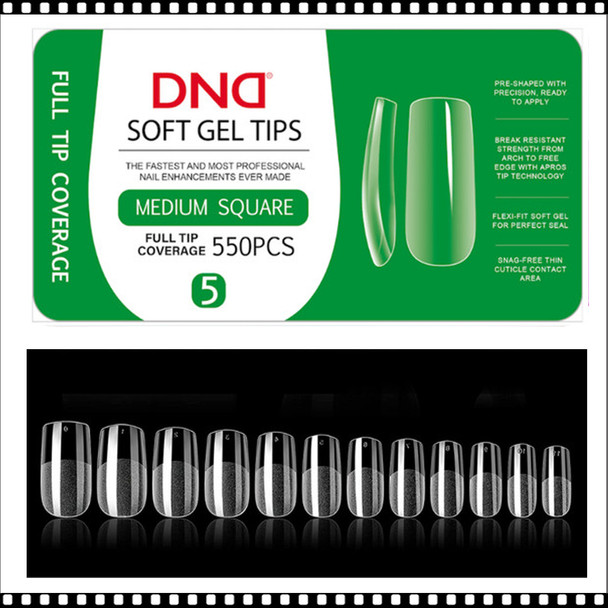 DND Soft Gel Tips Medium Square Full Tip Coverage 550p