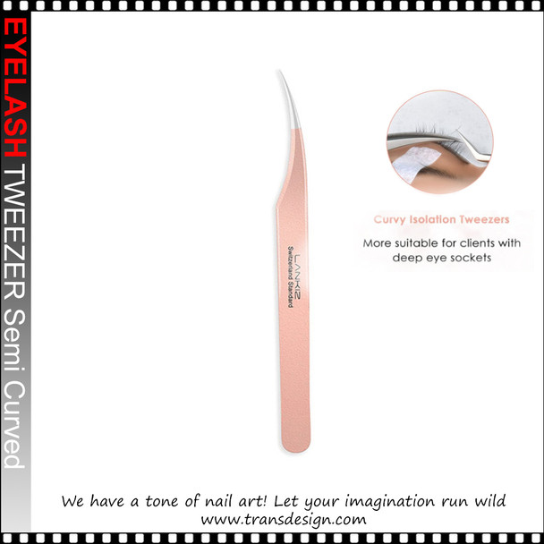 LANKIZ TWEEZER Eyelash Extension Semi Curved , Rose Gold