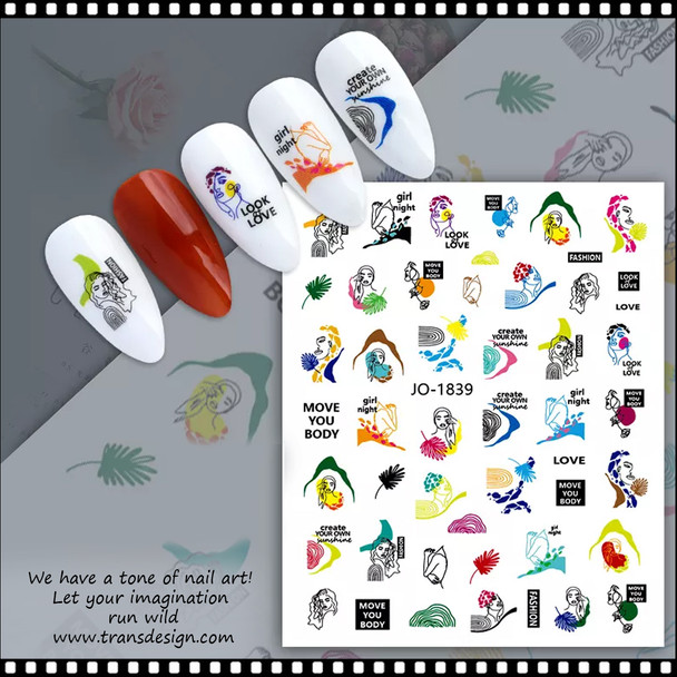 NAIL STICKER Abstraction, Slogan & Decoration #JO-1839